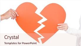  Presentation with broken heart - PPT theme having split coupling - couple holding broken heart background and a lemonade colored foreground