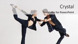  Presentation with dance beautiful couple dancing ballroom - PPT layouts consisting of split coupling - couple of sporty ballet dancers background and a light gray colored foreground