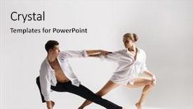  Presentation with performance - Cool new PPT layouts with split coupling - couple of sporty ballet dancers backdrop and a white colored foreground