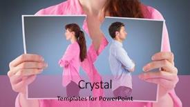  Presentation with man woman - Slide deck featuring split coupling - man and woman facing away background and a coral colored foreground