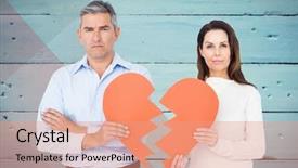  Presentation with broken heart - Cool new presentation with split coupling - portrait of depressed couple holding backdrop and a coral colored foreground