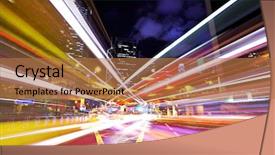  Presentation with traffic investigation - Beautiful PPT theme featuring road split - busy traffic in city backdrop and a navy blue colored foreground