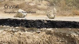  Presentation with asphalt - Cool new PPT theme with road split - closed-up cracked asphalt backdrop and a coral colored foreground