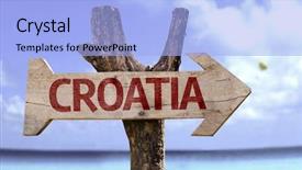  Presentation with croatia split - Beautiful theme featuring road split - croatia wooden sign backdrop and a  colored foreground