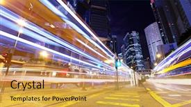  Presentation with moving and drving car - Amazing theme having road split - fast moving car light backdrop and a yellow colored foreground