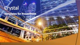  Presentation with traffic road - Cool new presentation theme with road split - modern city with traffic trail backdrop and a gold colored foreground