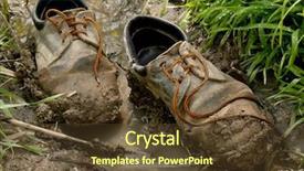  Presentation with shoes - Presentation theme consisting of road split - muddy worn out shoes background and a tawny brown colored foreground
