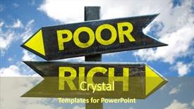  Presentation with poor rich - Beautiful theme featuring road split - poor - rich signpost backdrop and a tawny brown colored foreground