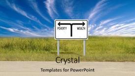  Presentation with poverty - Audience pleasing slides consisting of road split - poverty wealth sign backdrop and a yellow colored foreground