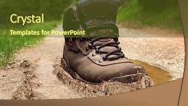  Presentation with boot camp certificate - Slide deck featuring rugged cross - tracking boot in a dirt background and a coral colored foreground