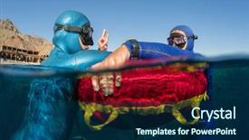  Presentation with divers - Amazing slides having split shot of two free backdrop and a navy blue colored foreground