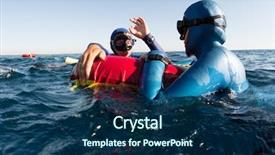  Presentation with safety training - Slides with split shot of two free background and a ocean colored foreground