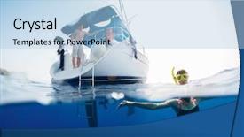  Presentation with swim suit - Presentation design having split shot with young lady background and a light blue colored foreground