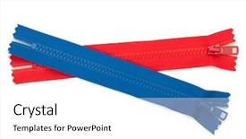  Presentation with red white blue - Amazing presentation theme having split slide - blue and red zippers isolated backdrop and a  colored foreground