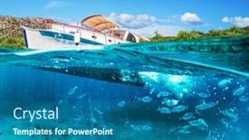  Presentation with turkey - Slide deck having split-view-half-underwater-view background and a ocean colored foreground