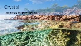  Presentation with pine trees - Slide set with split-view-half-underwater-view background and a light blue colored foreground