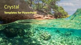  Presentation with pine trees - PPT layouts featuring split-view-half-underwater-view background and a  colored foreground