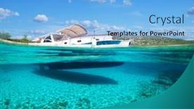  Presentation with underwater - Presentation design with split-view-half-underwater-view background and a light blue colored foreground