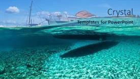  Presentation with underwater - Slide set having split-view-half-underwater-view background and a light blue colored foreground