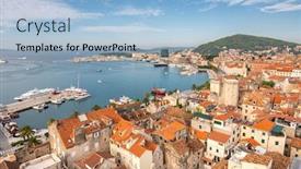  Presentation with croatia split - Cool new PPT theme with split-waterfront-panoramic-aerial-view backdrop and a light blue colored foreground