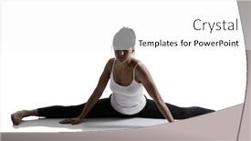 Presentation with exercise sport - PPT theme with splits portrait of sport girl background and a white colored foreground