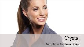  Presentation with isolated paw prints over white - PPT layouts featuring spokesperson - businesswoman isolated on white background background and a  colored foreground