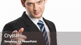  Presentation with happy image - Presentation theme featuring spokesperson - image of happy man pointing background and a  colored foreground