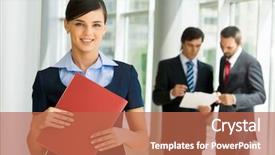  Presentation with camera - Presentation theme with spokesperson - portrait of confident female looking background and a red colored foreground