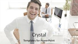  Presentation with success successful courageous successful - Presentation enhanced with spokesperson - successful businessman on background background and a light gray colored foreground