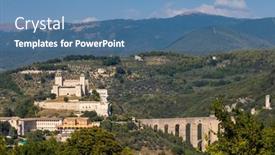  Presentation with aqueduct - Presentation having spoleto-castle-with-aqueduct background and a teal colored foreground