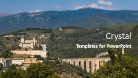  Presentation with aqueduct - PPT theme enhanced with spoleto-castle-with-aqueduct background and a tawny brown colored foreground