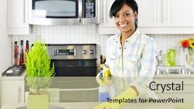  Presentation with rubber gloves - Theme enhanced with sponge and rubber gloves cleaning background and a soft green colored foreground