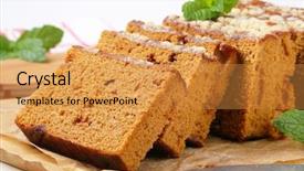  Presentation with collaboration paper - Beautiful PPT layouts featuring sponge cake - sliced gingerbread on a baking backdrop and a gold colored foreground