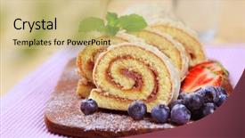  Presentation with cake - Slides with swiss roll background and a soft green colored foreground