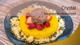  Presentation with gelato - PPT layouts enhanced with sponge cake gelato ice cream background and a coral colored foreground