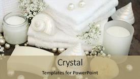  Presentation with natural soap - Amazing PPT layouts having sponge candle mother of pearl backdrop and a coral colored foreground