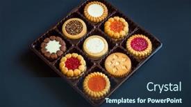  Presentation with citrus - Slide set enhanced with sponge-cookie-with-citrus-jam background and a navy blue colored foreground