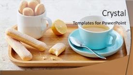  Presentation with served - Cool new PPT theme with sponge finger biscuits served backdrop and a white colored foreground