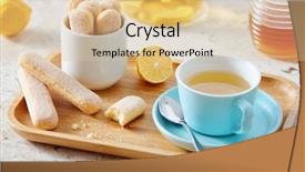  Presentation with tea cup - Amazing theme having sponge finger biscuits served backdrop and a lemonade colored foreground