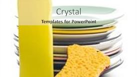  Presentation with plastic bottle - Presentation theme consisting of sponge-for-washing-dishes-plastic background and a  colored foreground
