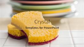  Presentation with tiles - Presentation theme with sponge-for-washing-dishes background and a yellow colored foreground