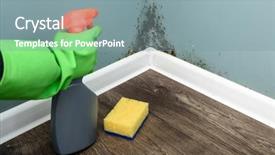  Presentation with science concept painted black brain - PPT theme having sponge near black mould background and a gray colored foreground