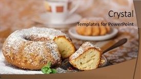  Presentation with cake - Cool new PPT theme with sponge ring cake - homemade backdrop and a coral colored foreground