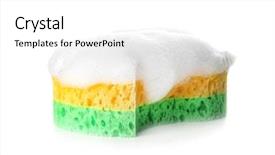  Presentation with soap foam suds - Slides featuring sponge with suds on white background and a  colored foreground