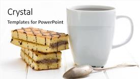  Presentation with dessert - Presentation theme consisting of spongecake - coffee mug and sweet dessert background and a white colored foreground