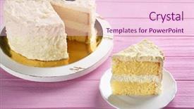  Presentation with unicorn cake pink frosting - Beautiful PPT layouts featuring spongecake - delicious sliced vanilla cake backdrop and a lemonade colored foreground