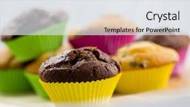  Presentation with molds - Slide deck having spongecake - muffins - homemade cupcakes background and a white colored foreground