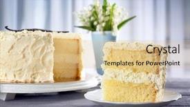  Presentation with slice of decorated cake - Cool new theme with spongecake - slice of delicious vanilla cake backdrop and a  colored foreground