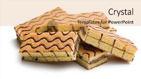  Presentation with gourmet sweet dessert bakery food - Cool new presentation design with spongecake - sweet dessert on white background backdrop and a coral colored foreground