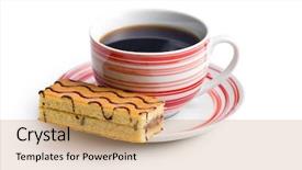  Presentation with dessert - Cool new slide set with spongecake - sweet dessert with coffee mug backdrop and a coral colored foreground